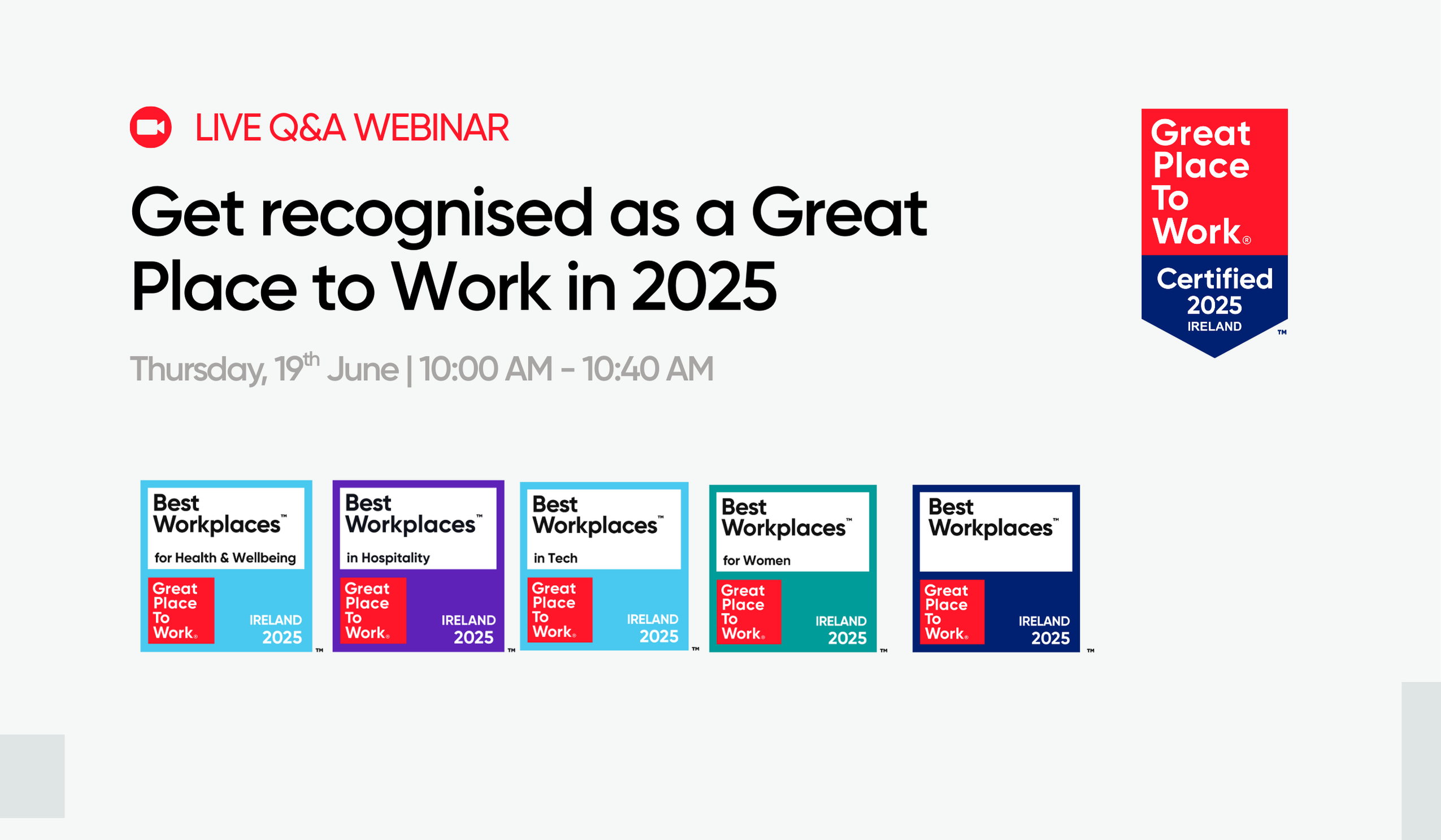 How to get Recognised as a Great Place to Work | Webinar