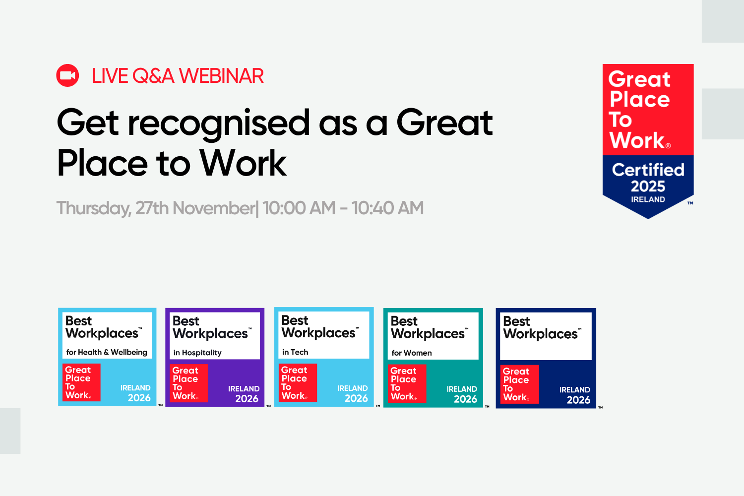 How to get Recognised as a Great Place to Work | Register Now